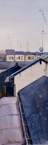 Pittura intitolato "Kyoto rooftops" da Leyla Kamliya, Opera d'arte originale, Acquarello