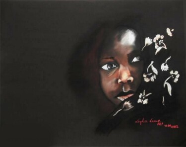 Peinture intitulée "la fille au foulard" par Leyla Lima, Œuvre d'art originale, Pastel