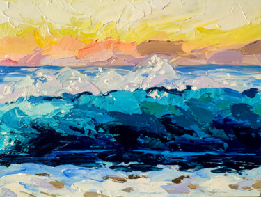 Painting titled "A piece of the ocean" by Leyla Zhunus, Original Artwork, Acrylic Mounted on Wood Panel