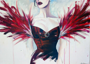 Schilderij getiteld "Fatal love" door Leyla Zhunus, Origineel Kunstwerk, Acryl Gemonteerd op Frame voor houten brancard