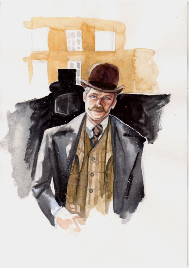 Painting titled "Dr. Watson" by Leyla Zhunus, Original Artwork, Watercolor