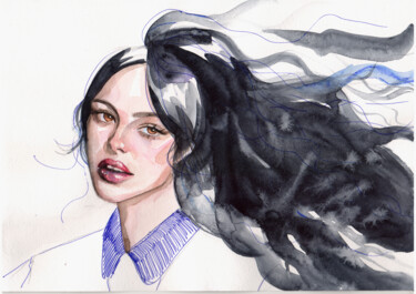 Картина под названием "Olivia Rodrigo" - Leyla Zhunus, Подлинное произведение искусства, Акварель