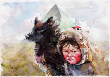 Картина под названием ""Steppe wind"" - Leyla Zhunus, Подлинное произведение искусства, Акварель