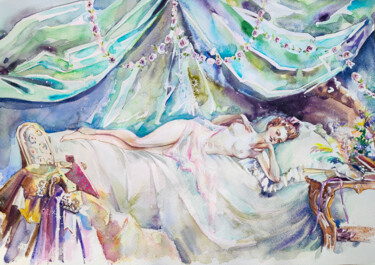 Painting titled "Manon" by Leyla Zhunus, Original Artwork, Watercolor