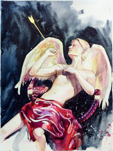 Painting titled "Holy night" by Leyla Zhunus, Original Artwork, Watercolor
