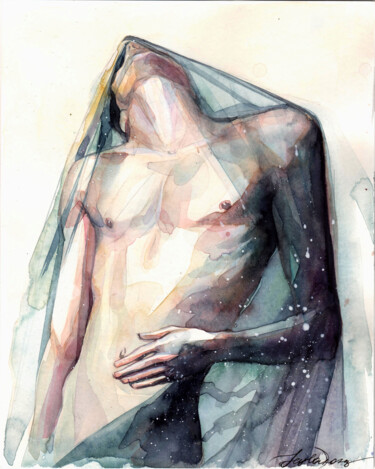 Malerei mit dem Titel ""Crystalline"" von Leyla Zhunus, Original-Kunstwerk, Aquarell