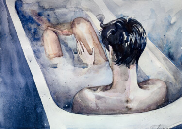 Malarstwo zatytułowany „Night reflection” autorstwa Leyla Zhunus, Oryginalna praca, Akwarela