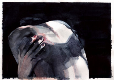 Картина под названием "Moonlight" - Leyla Zhunus, Подлинное произведение искусства, Акварель