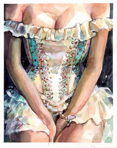 Картина под названием ""Fitting"" - Leyla Zhunus, Подлинное произведение искусства, Акварель