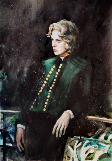 Painting titled "Bjorn" by Leyla Zhunus, Original Artwork, Watercolor