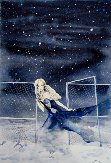 Картина под названием ""Mesh fences"" - Leyla Zhunus, Подлинное произведение искусства, Акварель