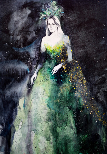 "Mistress of Copper…" başlıklı Tablo Leyla Zhunus tarafından, Orijinal sanat, Suluboya
