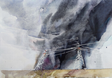 Schilderij getiteld "A storm warning" door Leyla Zhunus, Origineel Kunstwerk, Aquarel