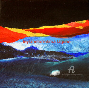 Painting titled "MA LAGUNE (7)" by Leylane Ferret, Original Artwork, Oil Mounted on Wood Stretcher frame