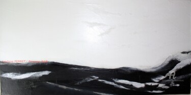 Картина под названием "PAYSAGE NOIR ET BLA…" - Leylane Ferret, Подлинное произведение искусства, Масло Установлен на Деревян…