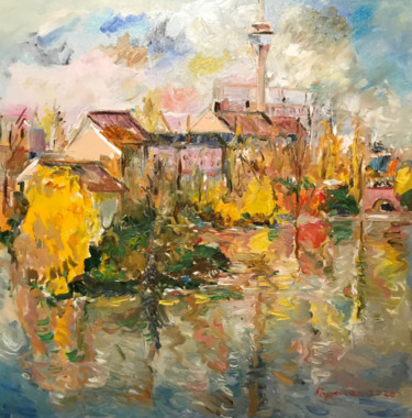 Painting titled "Dusseldorf - Autumn…" by Karakhan, Original Artwork, Oil