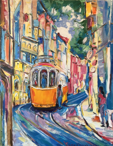 Painting titled "LISBON - cityscape,…" by Karakhan, Original Artwork, Oil