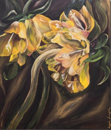 Painting titled "Pumpkin Flowers" by Valeriia İNceoğlu, Original Artwork, Acrylic