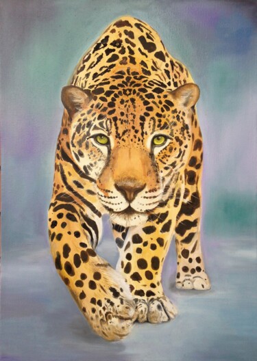 Painting titled "Hunter" by Leysan Khasanova, Original Artwork, Oil