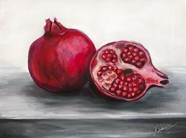 Painting titled "Pomegranates" by Leysan Khasanova, Original Artwork, Oil