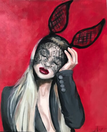 Pittura intitolato "Bunny lady" da Leysan Khasanova, Opera d'arte originale, Olio