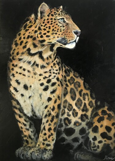 Pittura intitolato "Wild beauty. Jaguar" da Leysan Khasanova, Opera d'arte originale, Olio