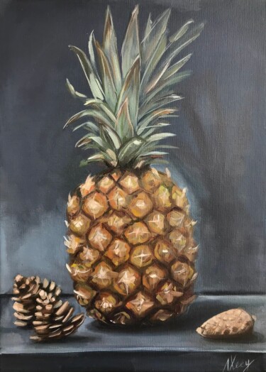 Peinture intitulée "Pineapple and pine…" par Leysan Khasanova, Œuvre d'art originale, Huile
