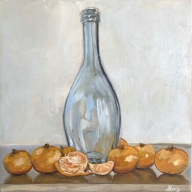 Painting titled "Tangerines and bott…" by Leysan Khasanova, Original Artwork, Oil