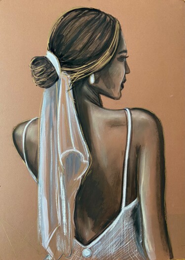 Painting titled "“Bride” soft pastel…" by Leysan Khasanova, Original Artwork, Pastel