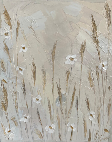 Painting titled "Floral summer field…" by Leysan Khasanova, Original Artwork, Oil