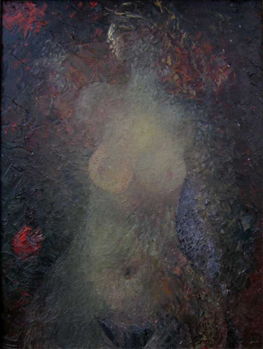 Painting titled "Nude" by Lezer Manole, Original Artwork, Oil