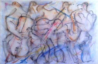 Painting titled "Orchestra-2" by Lezer Manole, Original Artwork, Watercolor