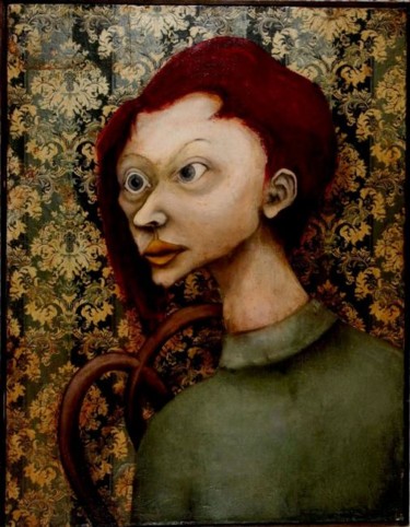 Картина под названием "The young woman wit…" - Niko Lezhava, Подлинное произведение искусства