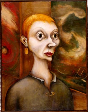 Картина под названием "A visitor.Canvas, oi" - Niko Lezhava, Подлинное произведение искусства