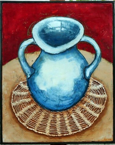 Картина под названием "Vase.Canvas" - Niko Lezhava, Подлинное произведение искусства