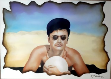 Painting titled "Dia na praia" by Luciano Fernandes, Original Artwork, Oil