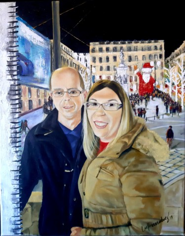 Painting titled "Natal no Chiado" by Luciano Fernandes, Original Artwork, Oil