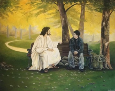 Malerei mit dem Titel "Jesus (copy)" von Luciano Fernandes, Original-Kunstwerk, Öl