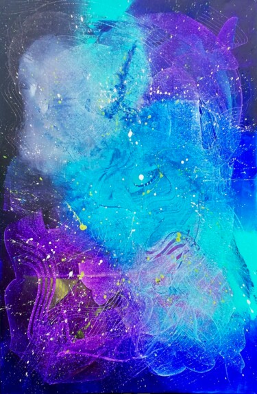 Painting titled "Cosmic soup" by Lfo - Adrien Pujolle, Original Artwork, Acrylic Mounted on Wood Stretcher frame