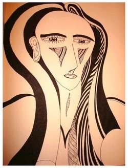 Dessin intitulée "Visage_Face_6" par L. F. Q. B. (Le Feu Qui Brule), Œuvre d'art originale, Autre