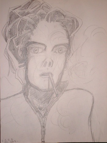 Drawing titled "Visage_Face_10" by L. F. Q. B. (Le Feu Qui Brule), Original Artwork, Pencil