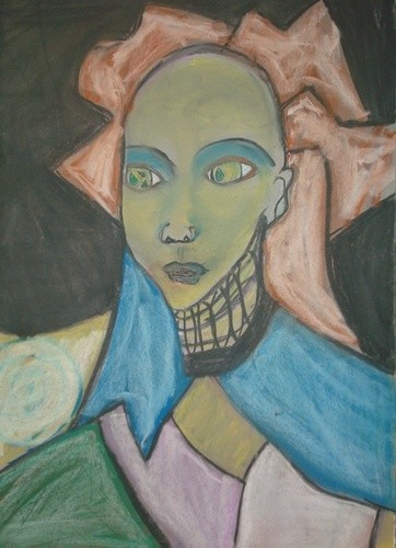 Painting titled "Visage_Face_9" by L. F. Q. B. (Le Feu Qui Brule), Original Artwork, Oil
