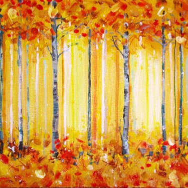 Painting titled "light in the autumn…" by Galina Lyutaeva, Original Artwork, Acrylic