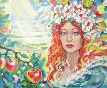 Malerei mit dem Titel "SUMMERTIME. Portrai…" von Galina Lyutaeva, Original-Kunstwerk, Acryl
