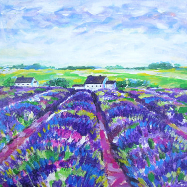 Peinture intitulée "Lavender fields Pro…" par Galina Lyutaeva, Œuvre d'art originale, Acrylique