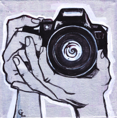 Картина под названием "Photographer's hands" - Galina Lyutaeva, Подлинное произведение искусства, Акрил