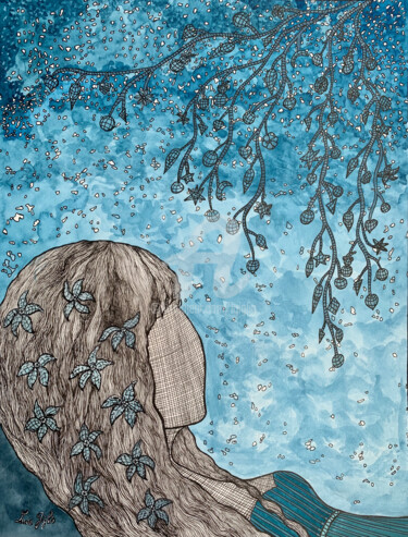 Plus près des étoiles Drawing titled "Plus près des étoil…" by Lucie Giglio, Original Art, Watercolor