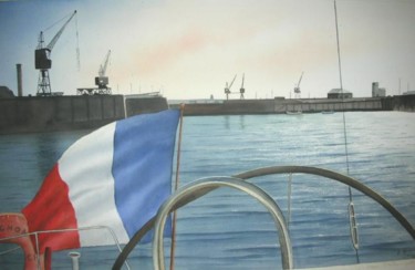 Peinture intitulée "Jersey, entrée dans…" par Laurent Girard, Œuvre d'art originale