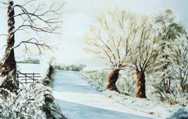 Peinture intitulée "neige à Monthuchon" par Laurent Girard, Œuvre d'art originale