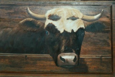 Painting titled "Vache" by Laurent Girard, Original Artwork